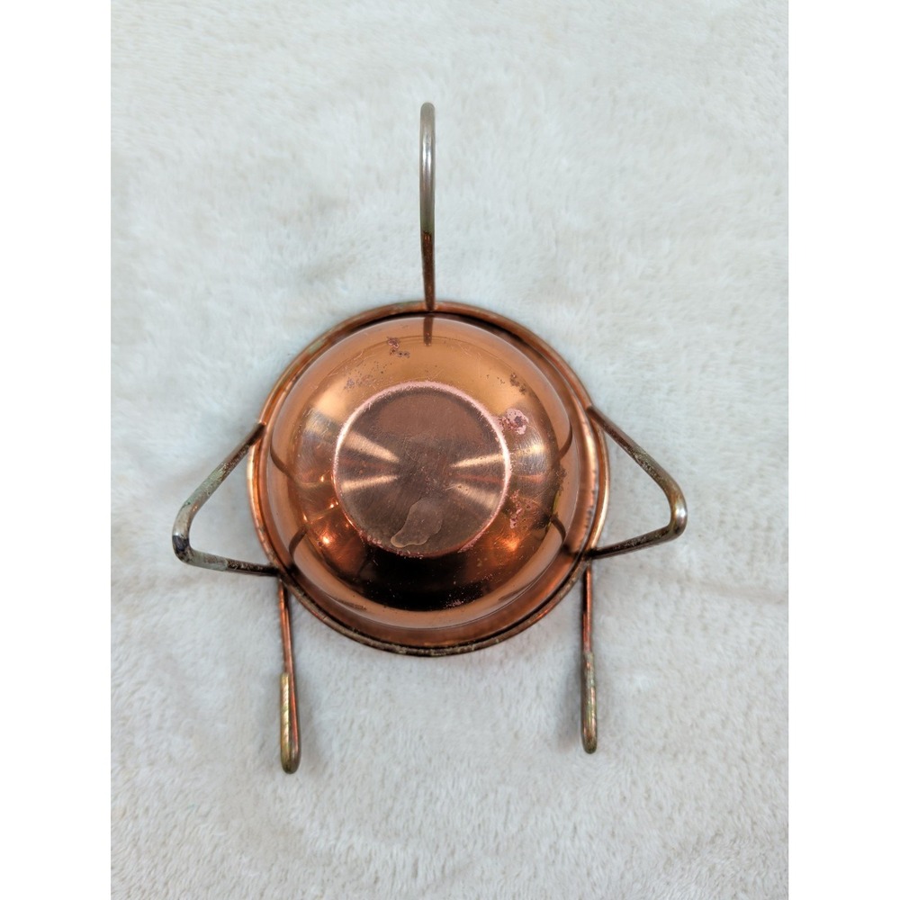 Vintage Miniature Copper Wheelbarrow Planter Brass Frame Decorative Bowl 5 Inch - Picture 6 of 8